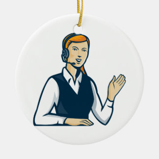 Telemarketer-Kundenkontaktcenter-Betreiber Retro Keramik Ornament