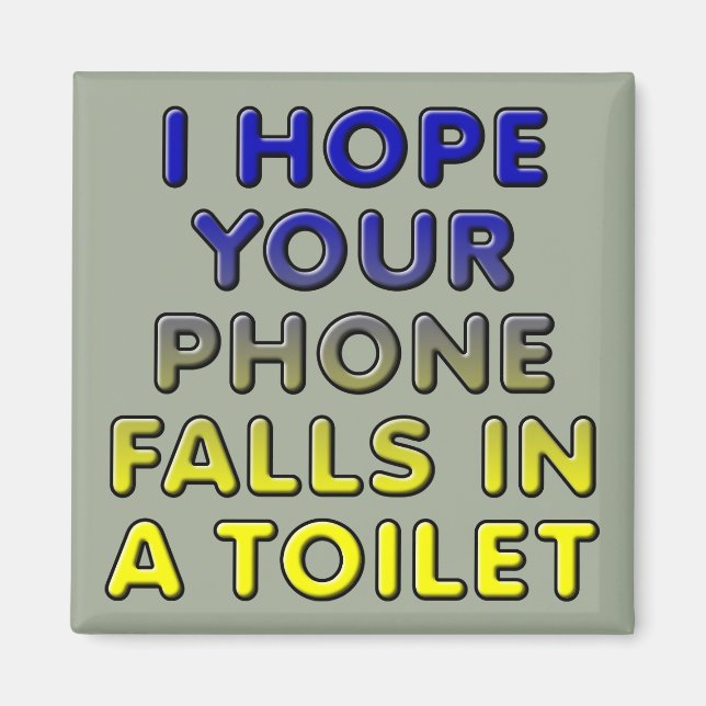 Téléphone Dans Les Toilettes Drôle Aimant Réfrigér (Devant)