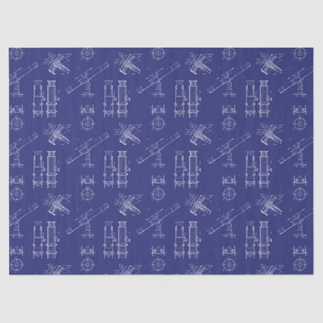Telescope Schematics Tissue Paper in Blue Seidenpapier (Vorderseite)