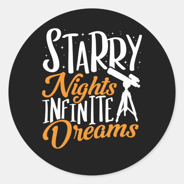 Telescope Starry Nights Unendliche Träume Astronom Runder Aufkleber (Vorderseite)