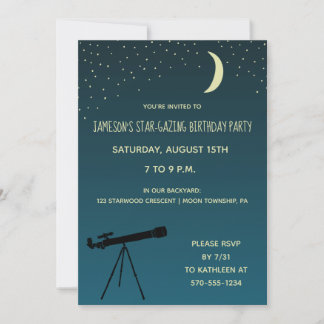 Teleskop, Astronomie und Geburtstagsparty Einladung