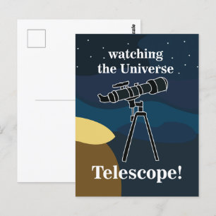 Teleskop Nachthimmel Astronomie Sternbeobachtung Postkarte