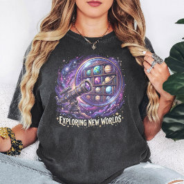 Teleskop & Planeten Kosmische Bibliothek T-Shirt