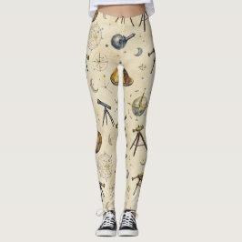 Teleskope Astrolabien Galaxy Muster Leggings