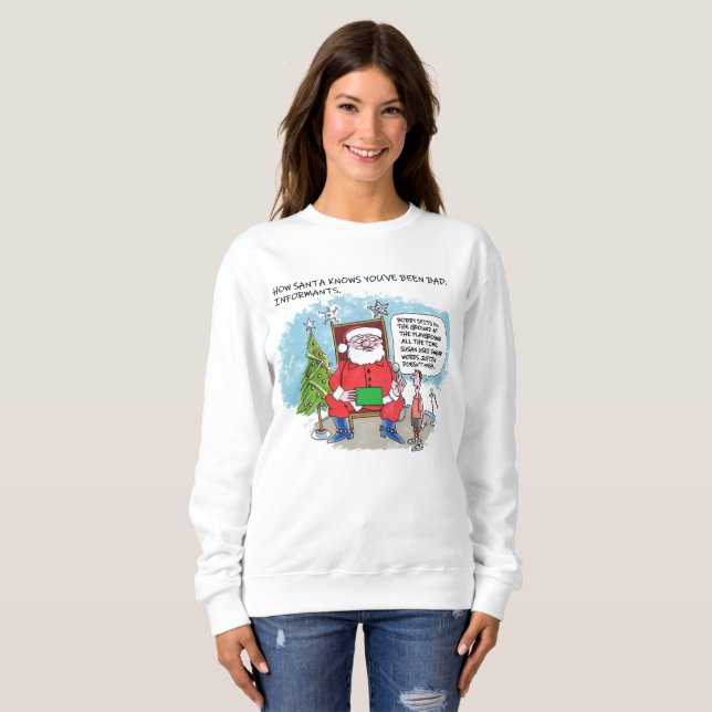 Tell Santa women white sweatshirt (Devant entier)