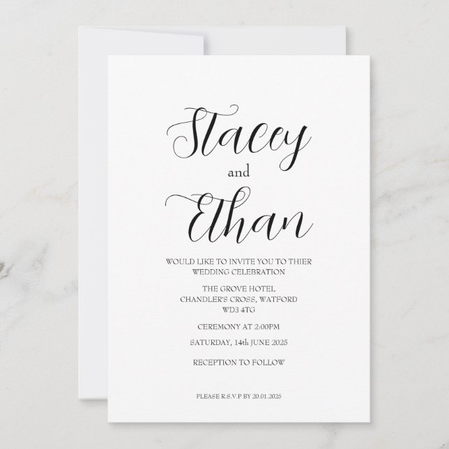 Tellement simple invitation de mariage typographiq (Devant)