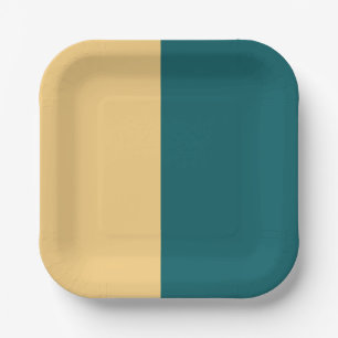 Teller aus aquamarinem und gelbem Papier