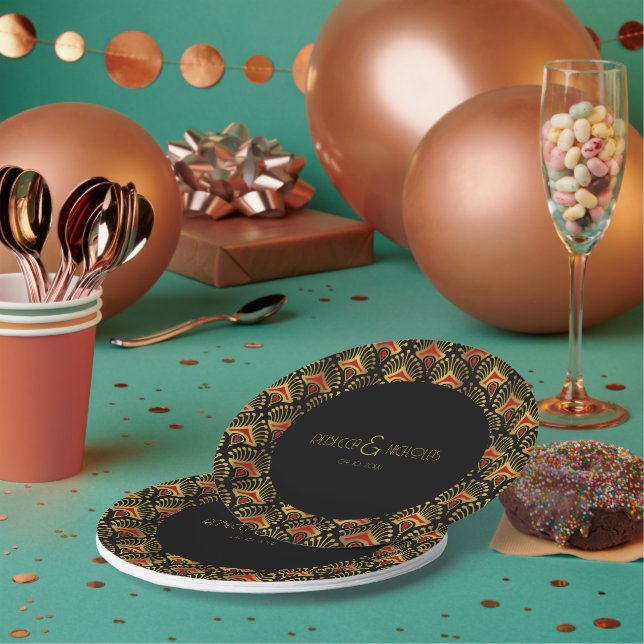 Teller aus dem Deco-Farbmuster Gold und Rot (Multi)