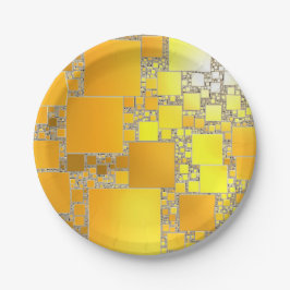 Teller aus gelb und orangefarbenem Papier