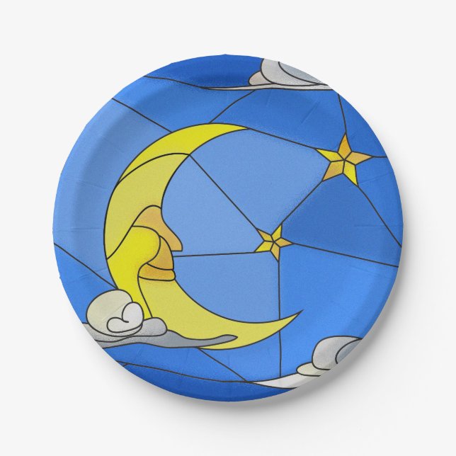 Teller aus Glasmond, Stars und Wolken (Vorderseite)