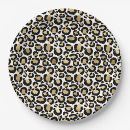 Teller aus Gold, Weiß und Schwarz-Leopard