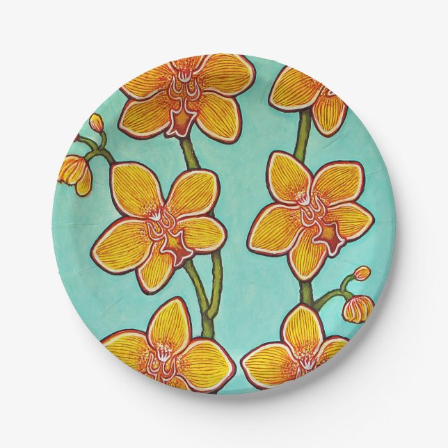 Teller aus orchid azurblauer Papier (Vorderseite)
