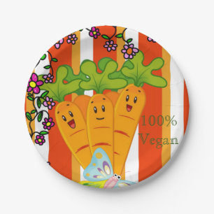 Teller aus Papier, Carrots Orange Stripe 100% Vega