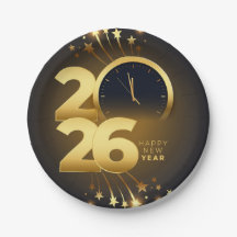 Teller aus Papier - Frohes Neues Jahr 2026 Tischde