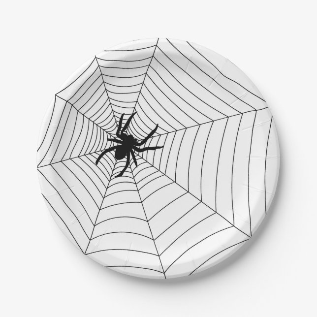 Teller aus Papier - Halloween-Party Spiderweb (Vorderseite)