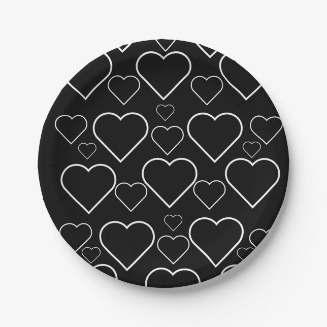 Teller aus Papier, Schwarz und Weiß (Vorderseite)