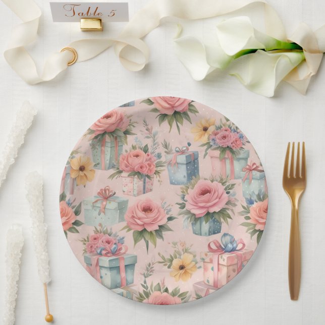 Teller aus rosa Blume (Hochzeit)