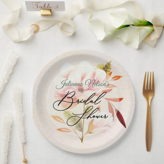Teller aus rosa Blumenpapier (Hochzeit)