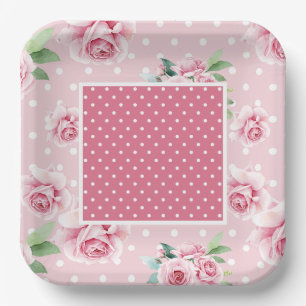 Teller aus rosa Blumenpapier
