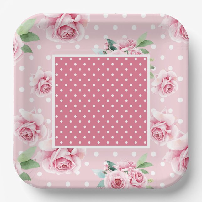 Teller aus rosa Blumenpapier (Vorderseite)