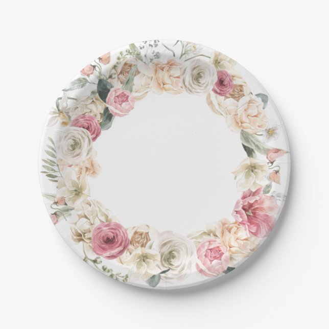 Teller aus rosa und weißem Frühling (Vorderseite)