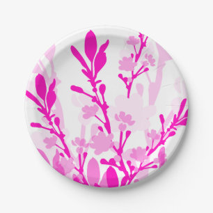 Teller aus rosa weißem Blumenpapier