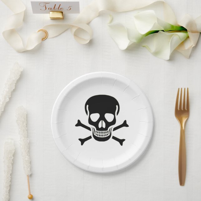 Teller aus schwarzem Skull (Hochzeit)