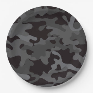 Teller aus schwarzem und grauem Camouflage