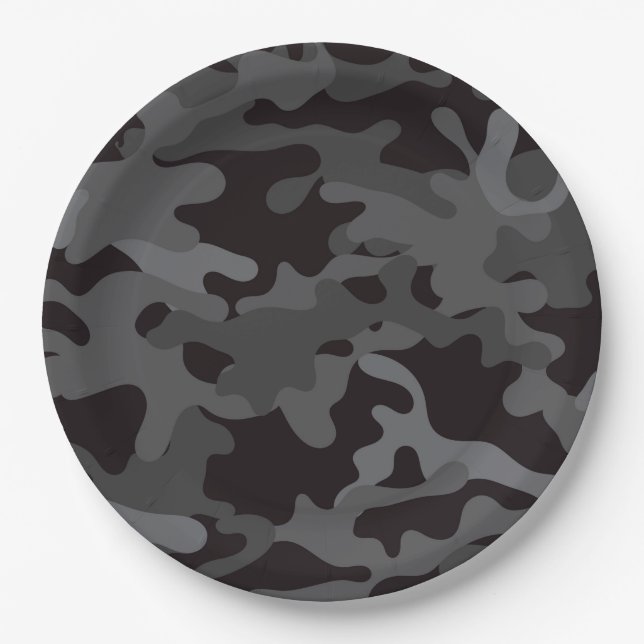 Teller aus schwarzem und grauem Camouflage (Vorderseite)