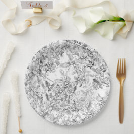 Teller aus Vintagem Schwarzweiß und weißem Blumenp