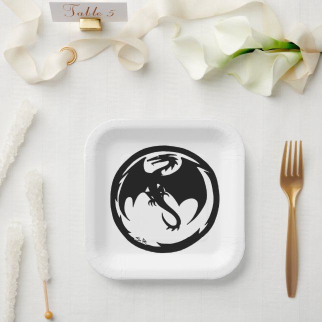 Teller aus weißem Schwarzdrachenpapier (Hochzeit)