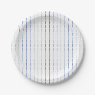 Teller aus weißem und blauem Dot Pinstripe