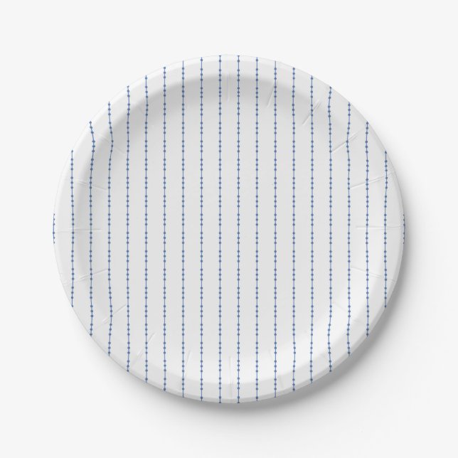 Teller aus weißem und blauem Dot Pinstripe (Vorderseite)
