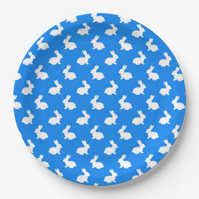 Teller aus weißem und blauem Kaninchenpapier (Vorderseite)