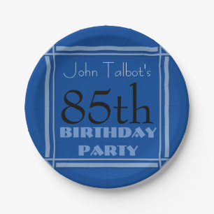 Teller blaues Papier 85. des Geburtstag