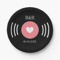 Teller der Hochzeitsfeier mit Rock and Roll Vinyl