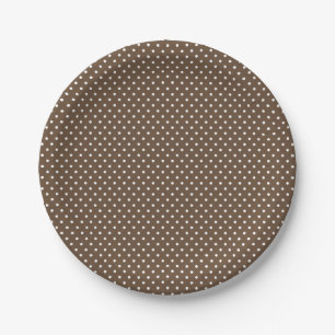 Teller der klassischen Braun- und Weißpolka-Dot