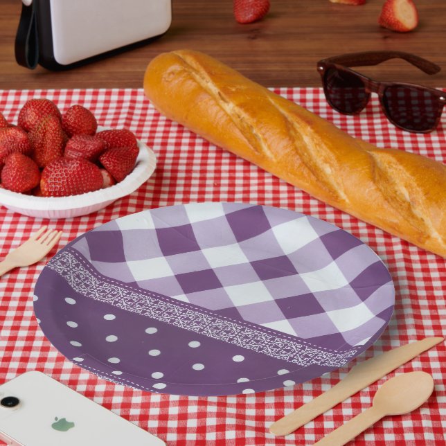 Teller des lila Weißkunstpapiers (Picknick)