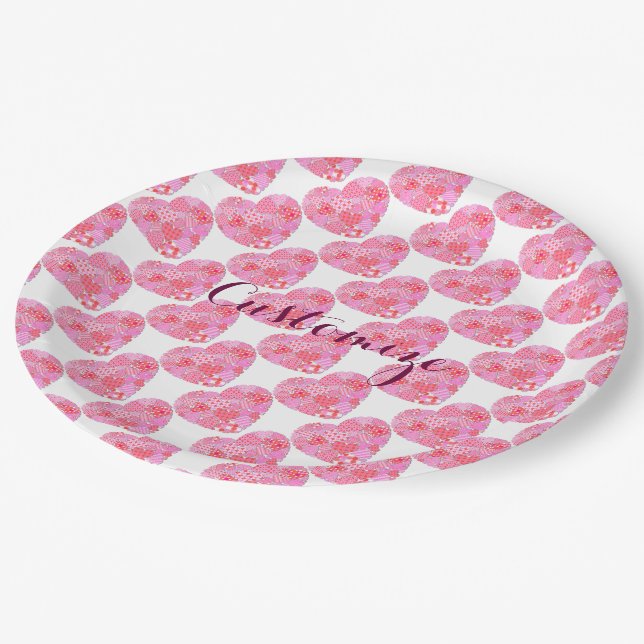 Teller des Whitepaper Patchwork Hearts (Schrägansicht)