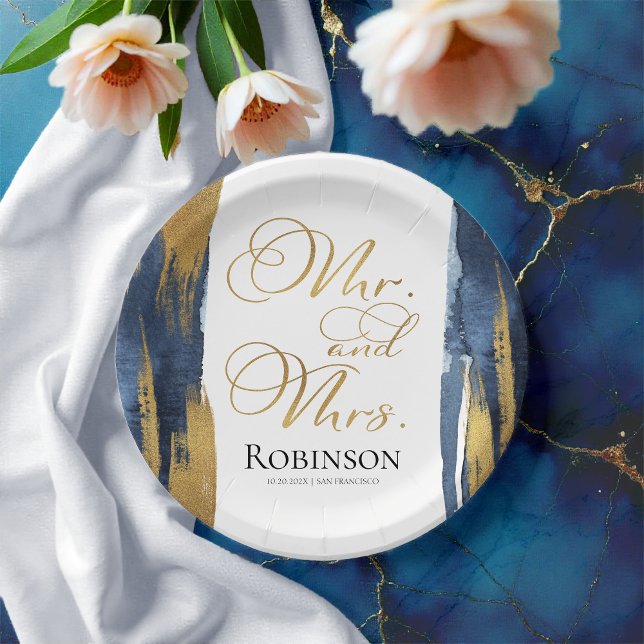 Teller für Aquarellpapier | Blue Wedding Abstrakt (Von Creator hochgeladen)