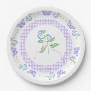 Teller für Aquarellpapier und Lila Gingham