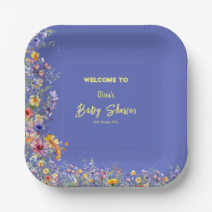 Teller für Baby-Party mit Wildblumen-Motiv