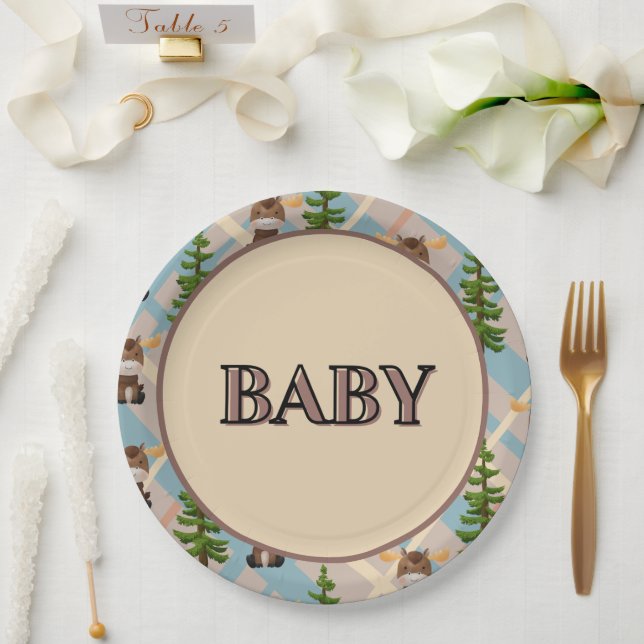 Teller für Babydusche aus Elch und Handy (Hochzeit)