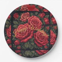 Teller für Blumenzettel "Happy Wedding"