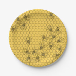 Teller für Gelbe Honigbienen und Honeycomb