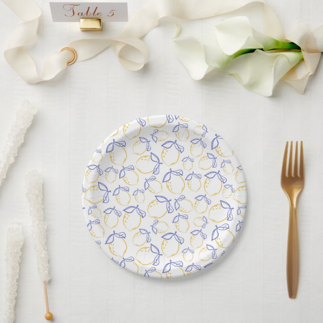 Teller für handgezeichnete Lemon-Musterpapiere (Hochzeit)