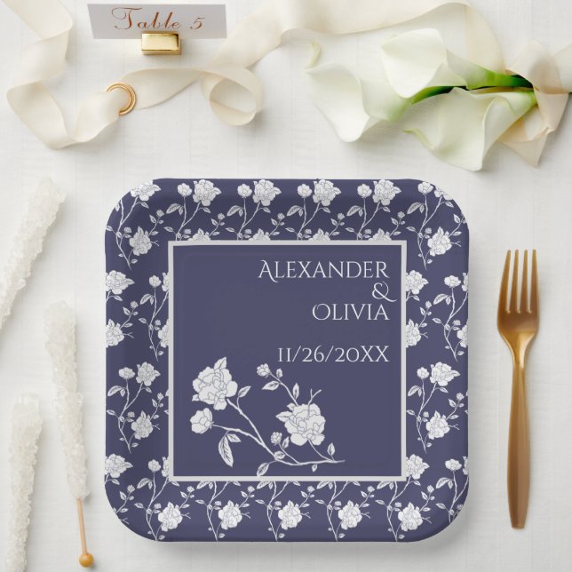 Teller für Navy-Rose-Polterabend (Hochzeit)
