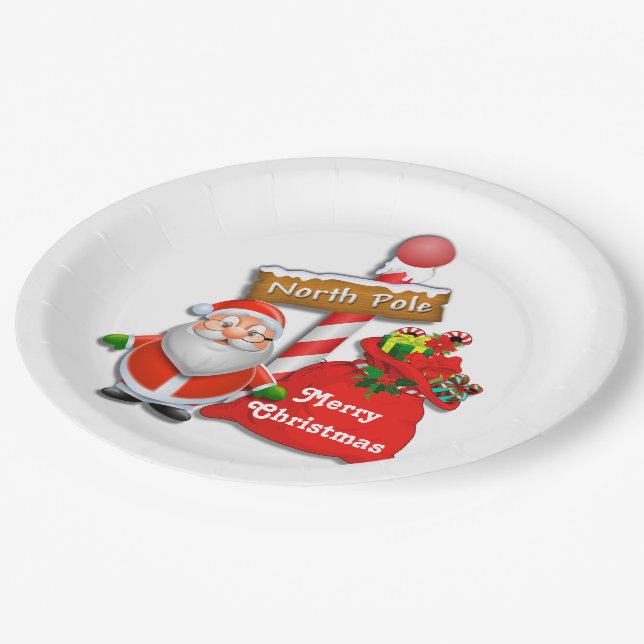 Teller für niedliches Nordpol mit dem Santa Custom (Schrägansicht)