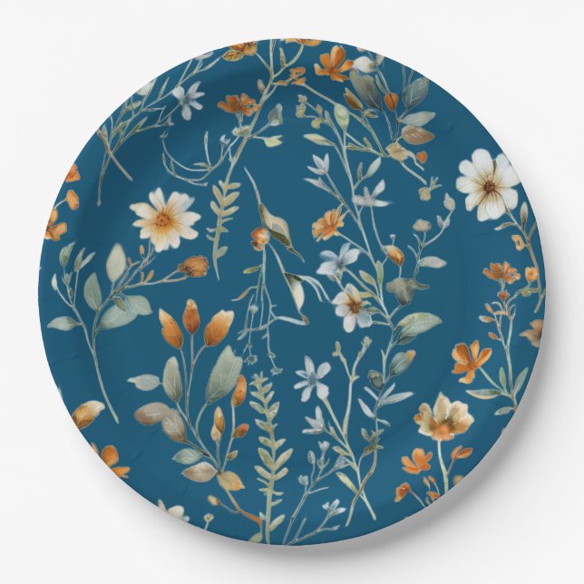 Teller für Papier mit blauer Blume (Vorderseite)