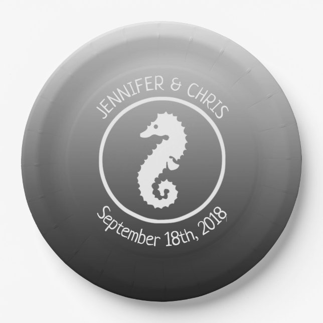 Teller für Schwarzweiß-Seepferd (Vorderseite)